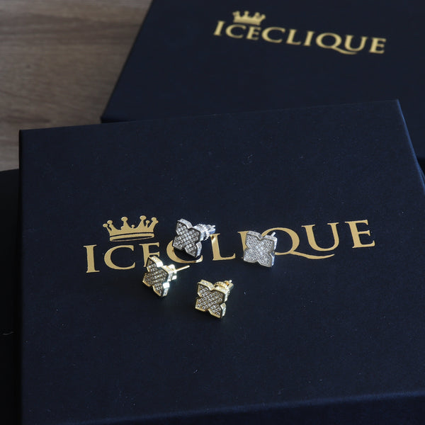 9mm Iced Flower Shape Earrings