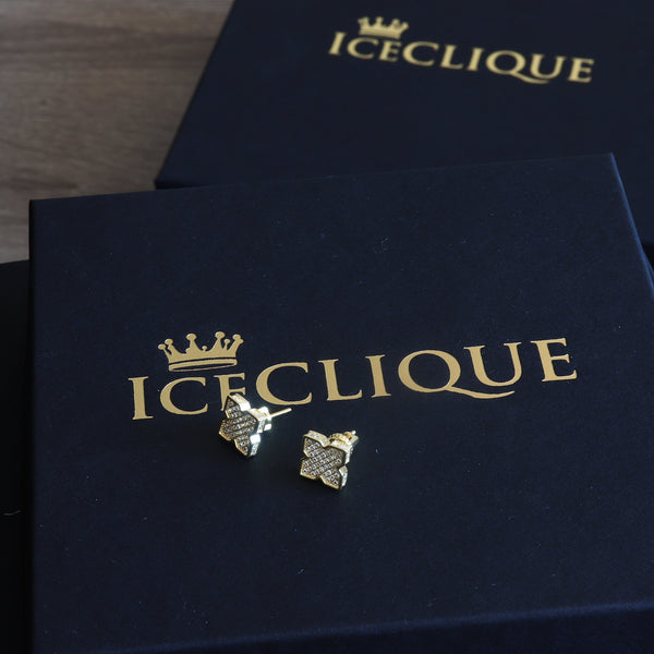 9mm Iced Flower Shape Earrings