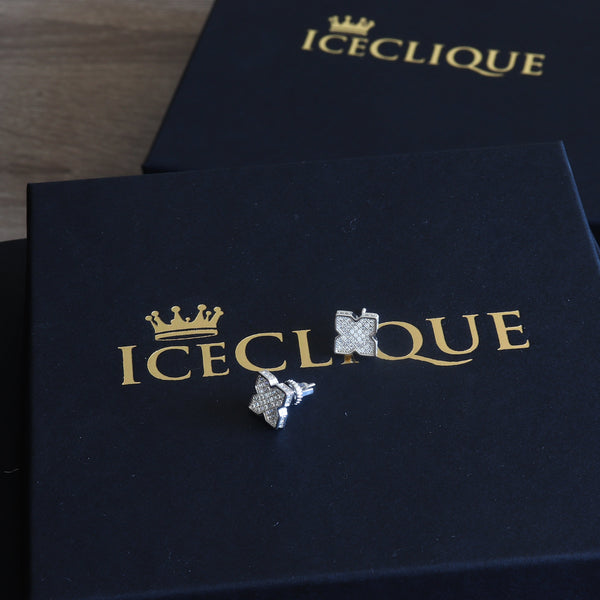 9mm Iced Flower Shape Earrings