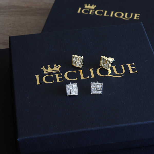 10mm Iced Gold Lining Earrings