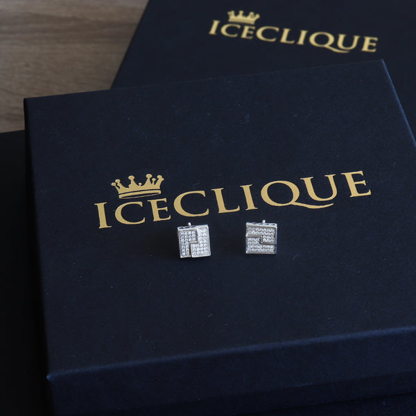 10mm Iced Gold Lining Earrings