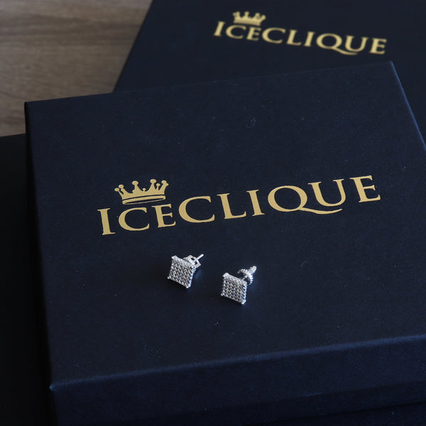 12mm Iced Square Cluster Earrings