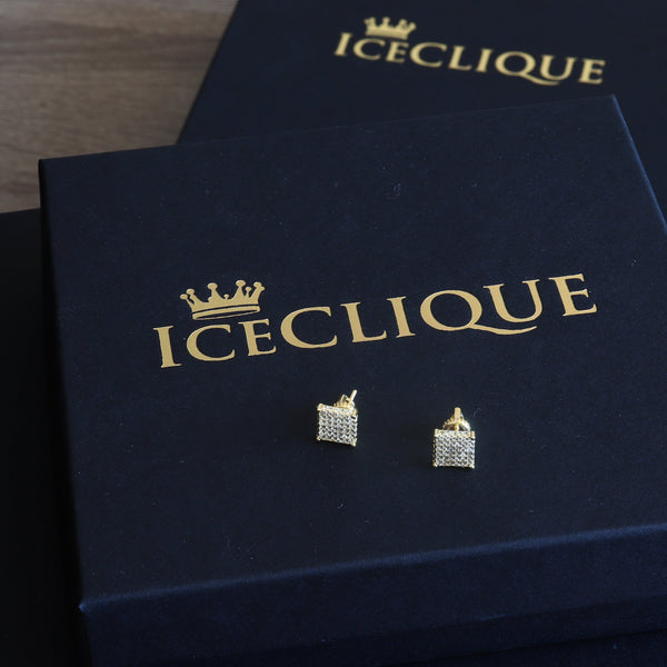 12mm Iced Square Cluster Earrings